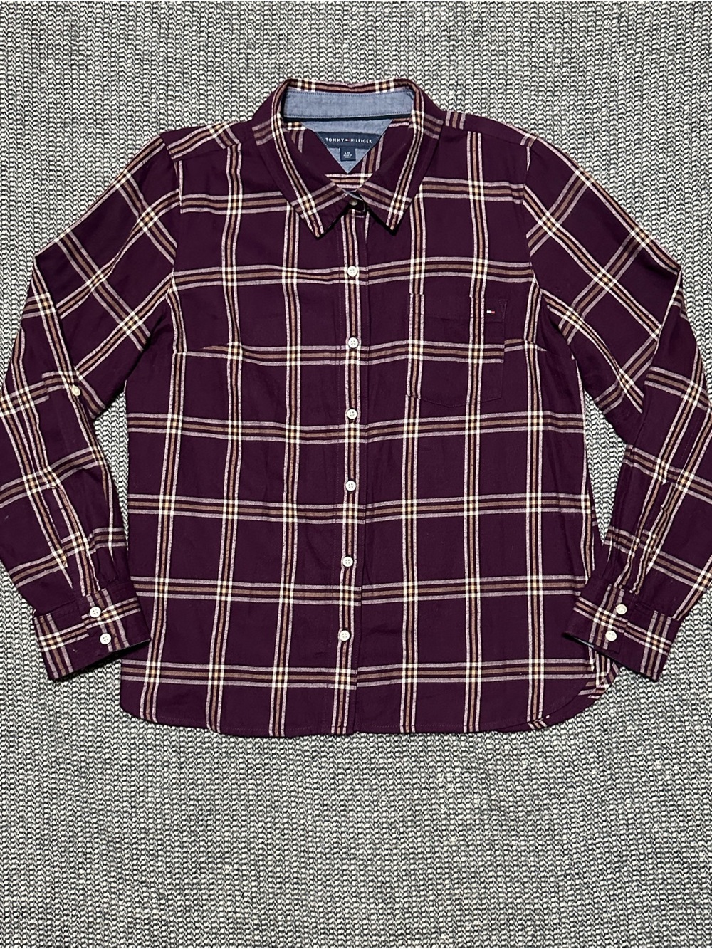 Tommy Hilfiger Burgundy Plaid Button-Down Shirt